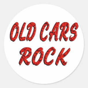 OLD CARS ROCK CLASSIC ROUND STICKER