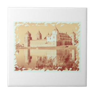 Old Castle Architecture Sketch Ceramic Tile