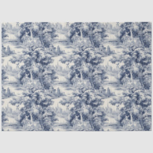 Old Castle Modern Blue Toile de Jouy pattern Tissue Paper