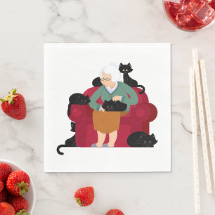 Old Cat Lady Napkin