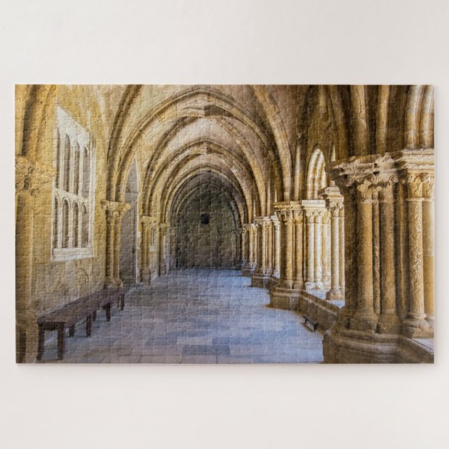 Old Cathedral Cloister Hallway Jigsaw Puzzle (Horizontal)
