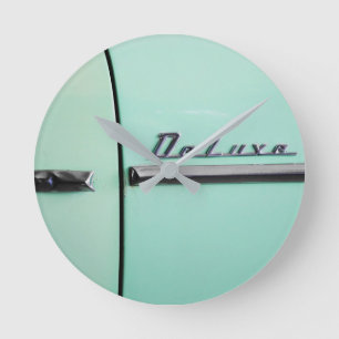 Old Chevrolet Deluxe Round Clock