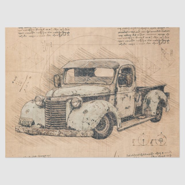 Old Chevrolet Retro Classic Truck Decoupage Tissue Paper (Front)