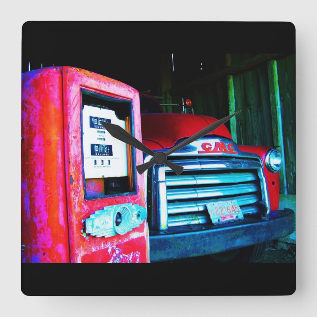 Old Chevy Farm Truck Square Wall Clock (Front)