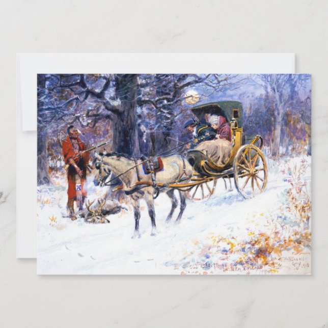 Old Christmas in New England (by Charles Russell) Card (Front)