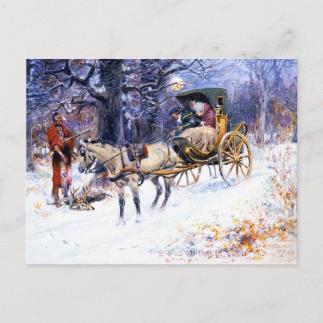 Old Christmas in New England (by Charles Russell) Postcard (Front)