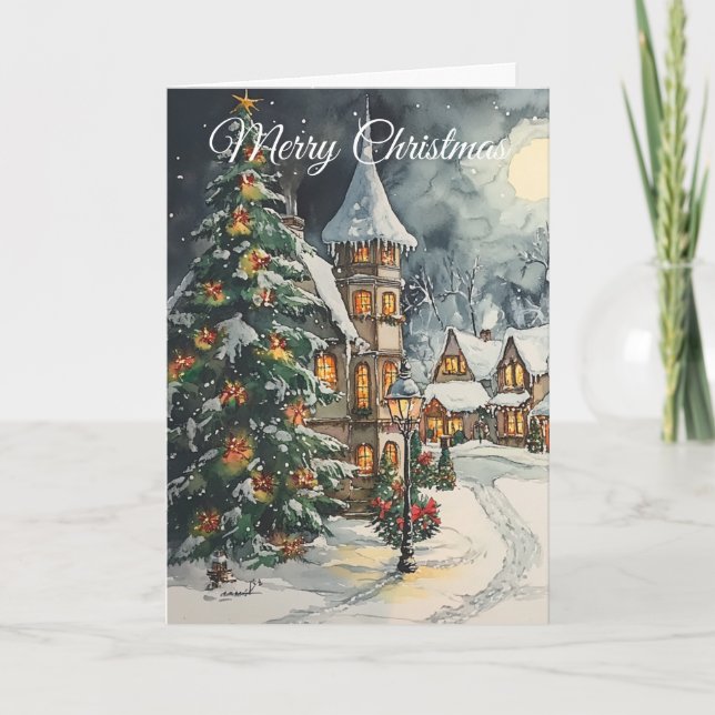 Old Christmas vibes Scene Holiday Card (Front)