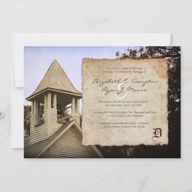 Old Church Vintage Wedding Invitation (Front)