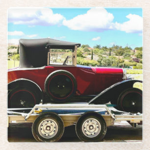 Old Citroen Car on A Trailer in France Glass Coaster