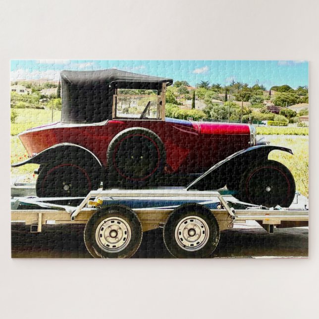 Old Citroen Car on A Trailer in France Jigsaw Puzzle (Horizontal)