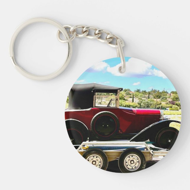 Old Citroen Car on A Trailer in France Key Ring (Front)