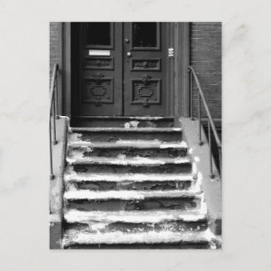 Old City Door and Staircase Worn Paint Stairs Postcard