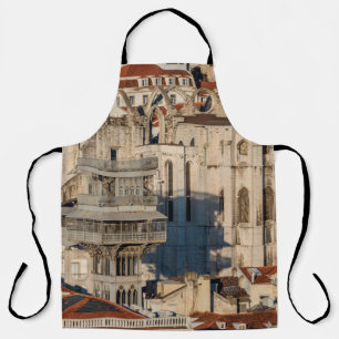 Old city of Lisbon with view tower and church ruin Apron