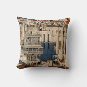 Old city of Lisbon with view tower and church ruin Cushion