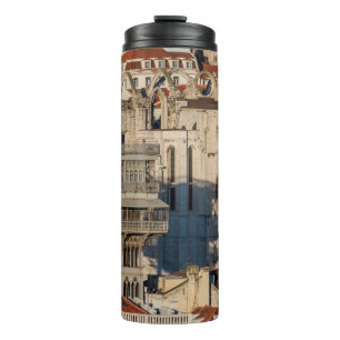 Old city of Lisbon with view tower and church ruin Thermal Tumbler