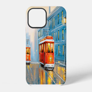 Old City Tram Oil Painting iPhone 12 Case