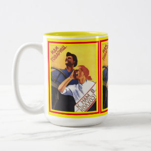 Old Classic 1939 Soviet Poster Come Comrade Two-Tone Coffee Mug