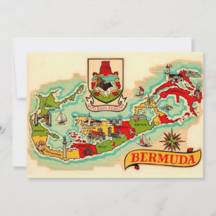 Old Classic Bermuda Map 5x7 Big Postcard
