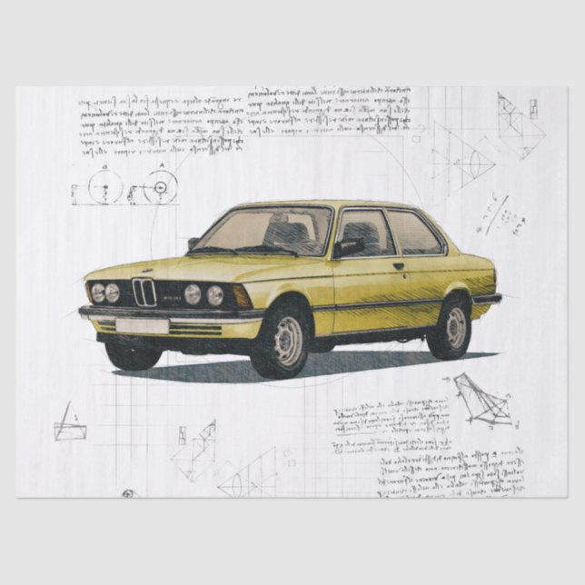 Old Classic BMW Car Decoupage Tissue Paper (Front)