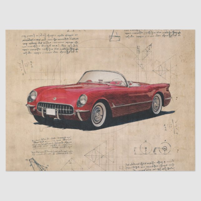 Old Classic Car Decoupage Tissue Paper (Front)