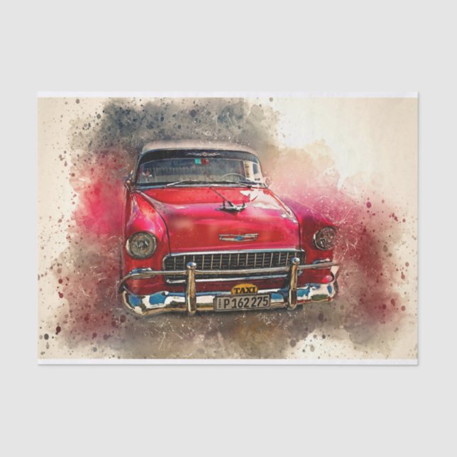 Old Classic Car Decoupage Tissue Paper (Front)