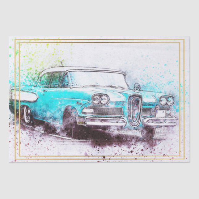 Old Classic Car Decoupage Tissue Paper (Front)