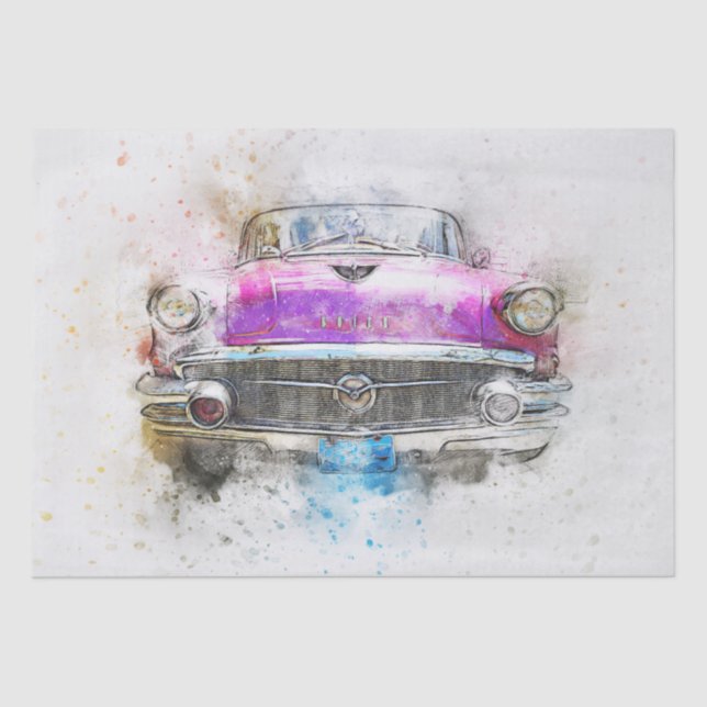 Old Classic Car Decoupage Tissue Paper (Front)