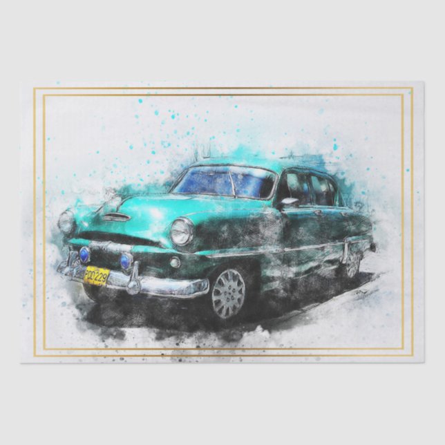 Old Classic Car Decoupage Tissue Paper (Front)