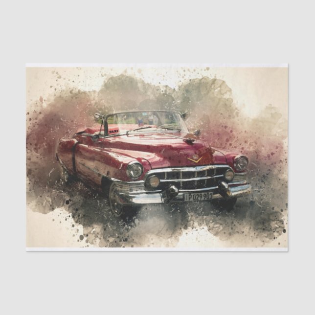 Old Classic Car Decoupage Tissue Paper (Front)