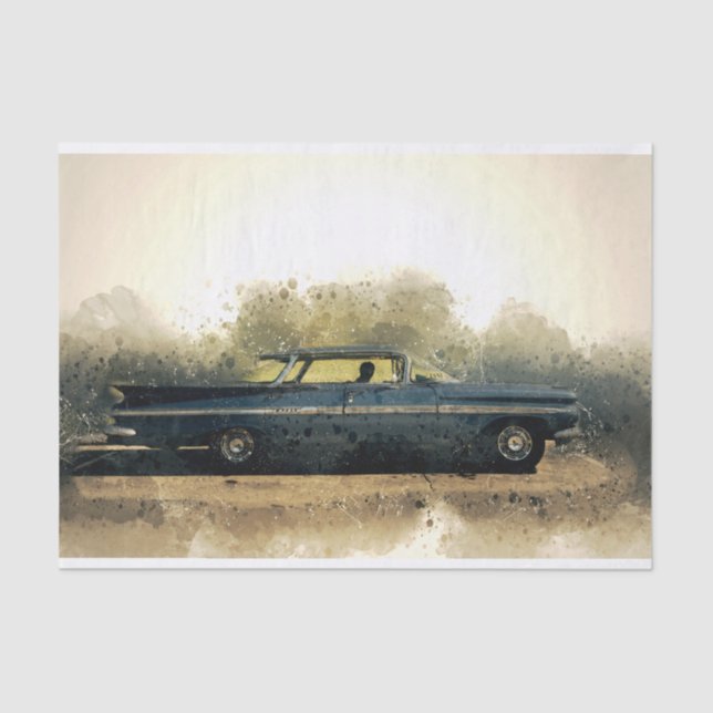 Old Classic Car Decoupage Tissue Paper (Front)