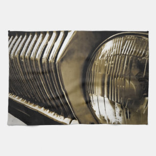 Old Classic Car Headlight Tea Towel