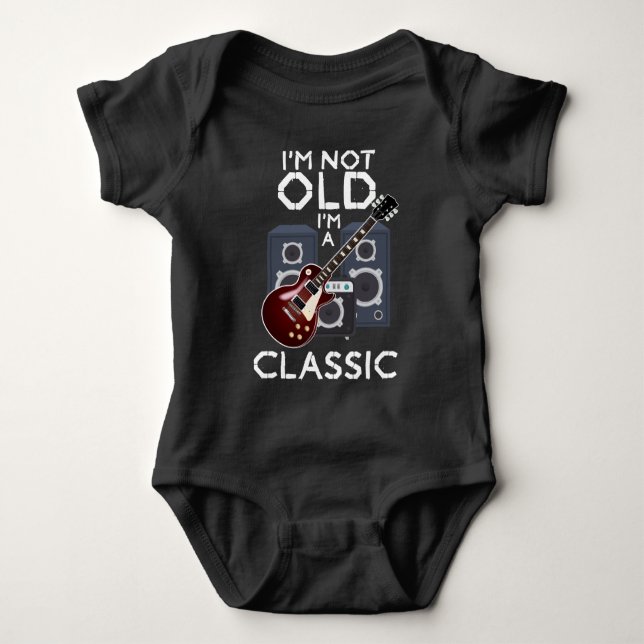 Old Classic Guitar Birthday Guitarist Musician Baby Bodysuit (Front)