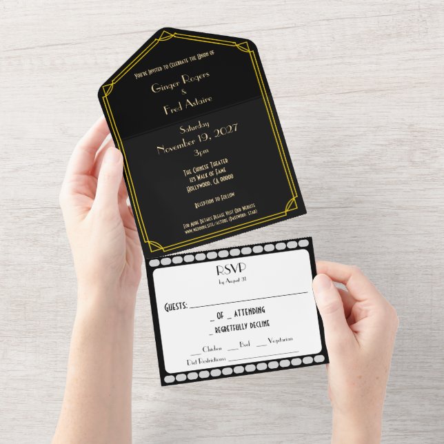 Old Classic Hollywood All In One Invitation (Tearaway)