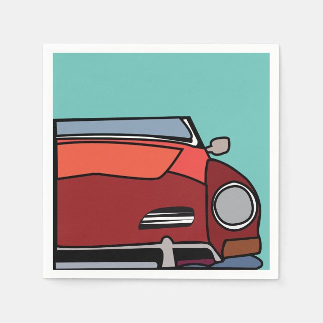 Old Classic Vintage Car Birthday Napkin (Front)
