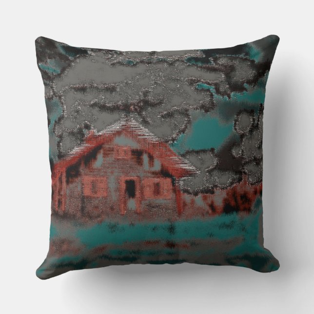 Old clay house with drizzled motion, under clouds cushion (Back)