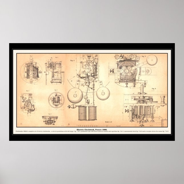 Old Clockwork Diagram Poster (Front)