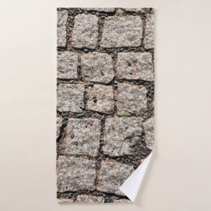 Old cobble stone pattern at the streetabstract,anc bath towel