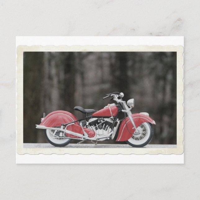 Old colour motorcycle photo postcard (Front)