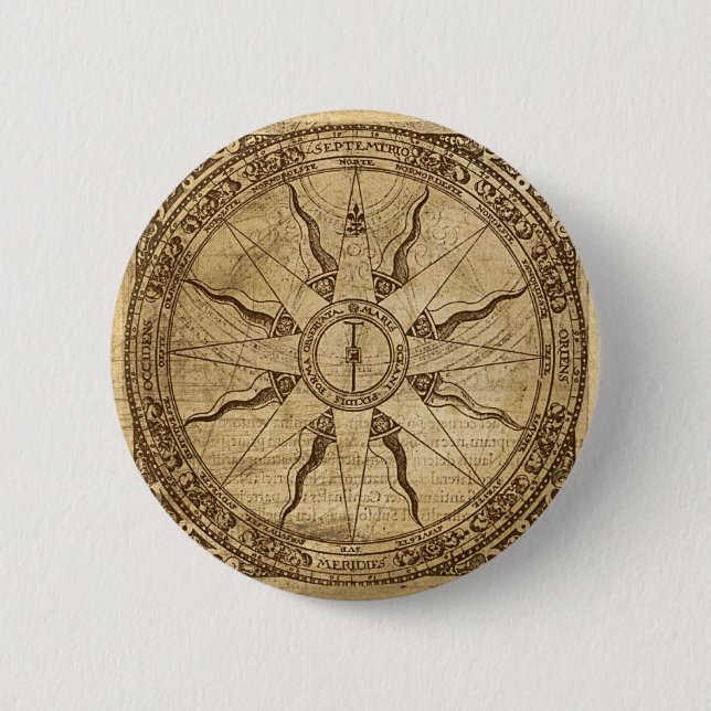 Old Compass Rose 6 Cm Round Badge (Front)