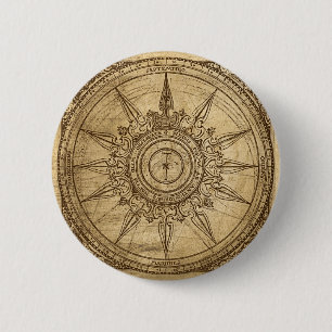 Old Compass Rose 6 Cm Round Badge