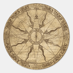 Old Compass Rose Classic Round Sticker