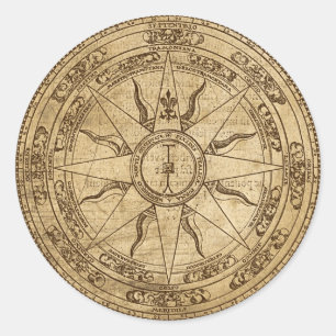Old Compass Rose Classic Round Sticker