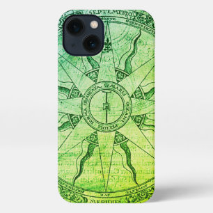 Old Compass Rose Green iPhone Case