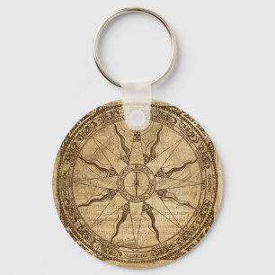 Old Compass Rose Key Ring