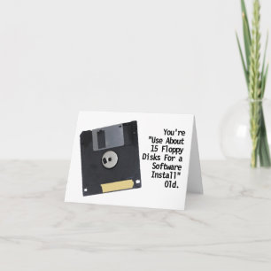 Old Computer Technology Floppy Disk Birthday Card
