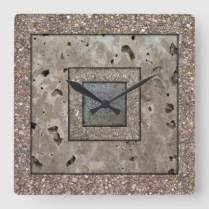 Old Concrete Square panel Wall Clock