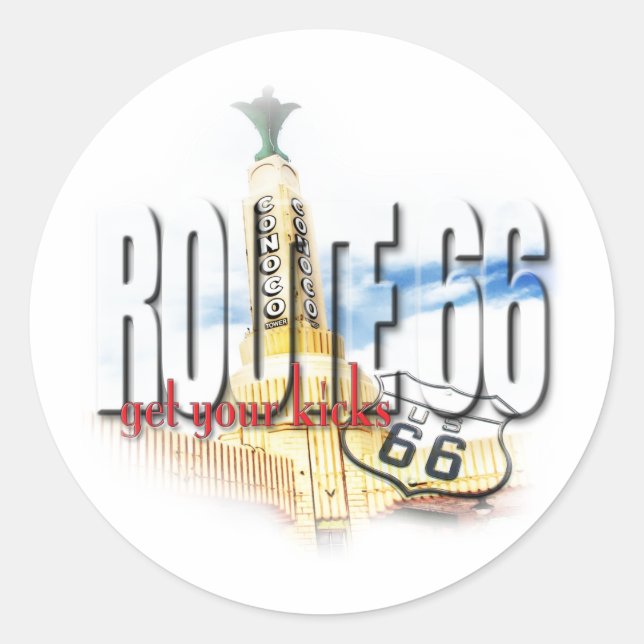 Old Conoco Gas Station, Texas - Route 66 Classic Round Sticker (Front)