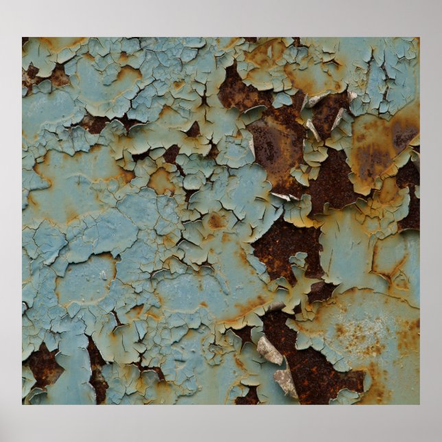 Old, corroded rusty metallic background. poster (Front)