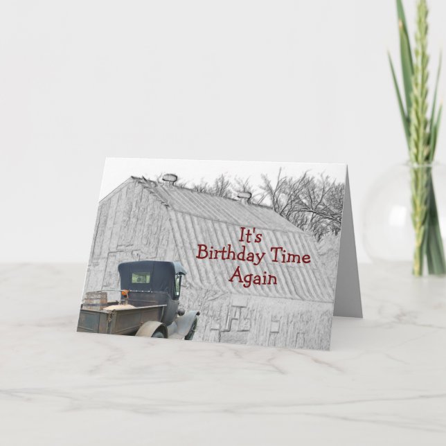 Old Country Barn & Vintage Pickup- -customise it Card (Front)