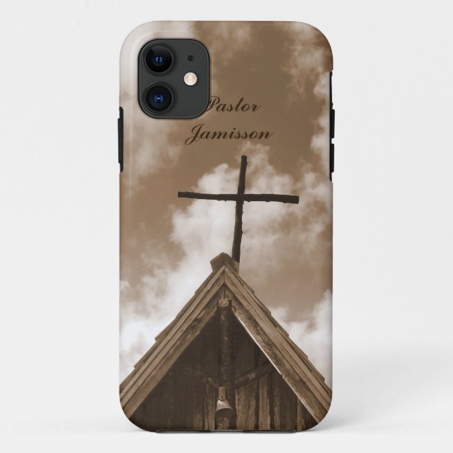 Old Country Church Sepia, Name,  Case-Mate iPhone Case (Back)